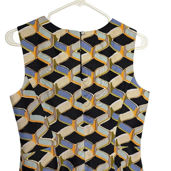 Milly Kendra Sleeveless Geometric Sheath Dress Size 8 Black/Yellow/Blue size 8 - Picture 6 of 7